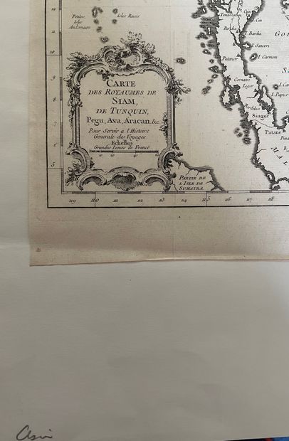 null Carte des royaumes de Siam et du Tonquin...
32 x 29 cm
Collée sur papier, t...