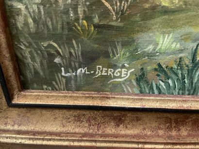 null L. M. BERGES, XXème siècle
Femme et fillette en bord de rivière
Huile sur toile,...