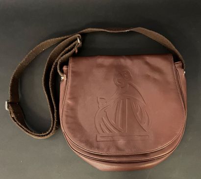 LANVIN 
Brown leather satchel bag, gusseted...