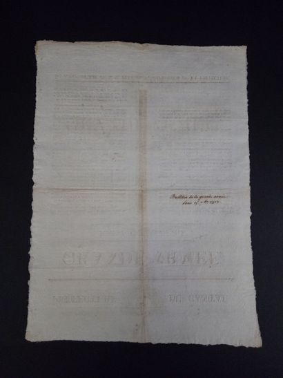 null AFFICHE DE LA GRANDE ARMEE
Affiche de la grande armée. Paris, 15 septembre 1813....