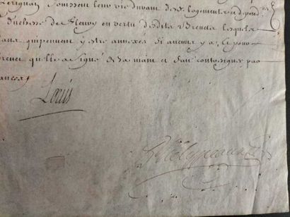 null [Louis XV / Tuilerie]
Louis XV / Tuilerie
Pièce signée « Louis » et contresigné...