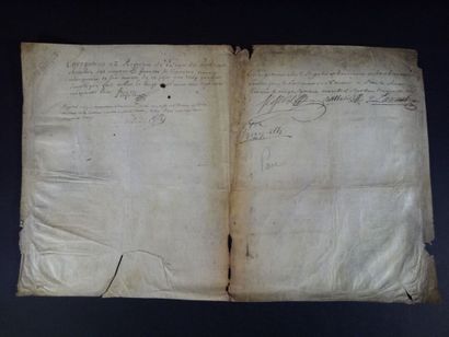 null [Louis XV / Phelypeaux]
Pièce signée « Louis » secrétaire et contresignée Phelypeaux....