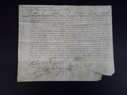 null [Louis XV]
Pièce signée « Louis » secrétaire contresignée « Phelippeaux ». Marly,...