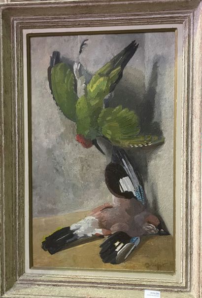 null Georges Lucien GUYOT (1885-1973)
Trophy of jay and woodpecker 
Oil on panel...