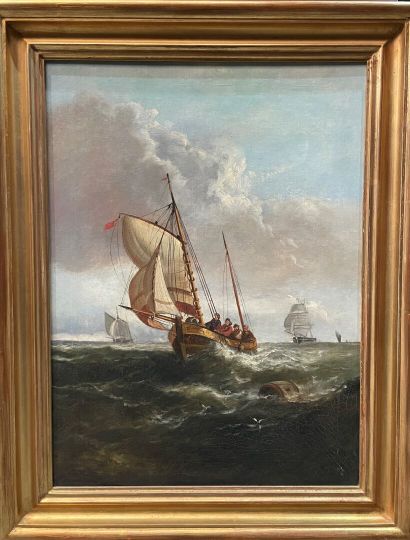 null Ecole du XIXème siècle
Navire en mer
Huile sur toile signée en bas à droite...
