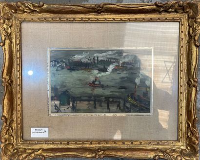 null Modern school 
"Marines"
Two oils on cardboard signed lower left, dated 57 and...