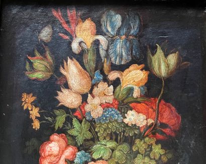 null Ecole hollandaise du XIXème siècle
Bouquet de fleurs et animaux
Huile sur toile
40...