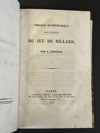 CORIOLIS, Gaspard Gustave de - Théorie mathématique...