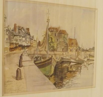 null Honfleur Aquarelle signée en bas à gauche F Lepere?