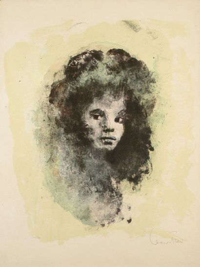 Leonor FINI Portrait de femme. Lithographie. 535 x 450. Impression en couleurs. Belle...