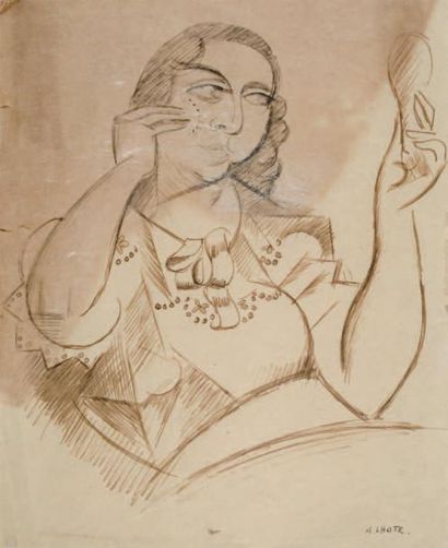 André LHOTE (1885-1962) La petite coquette ou femme se poudrant, vers 1913 Encre...