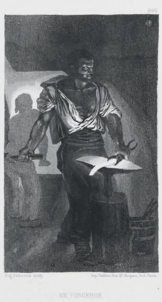 Eugène DELACROIX Un Forgeron. 1833. Eau-forte et aquatinte. 227 x 161. Delteil 19....