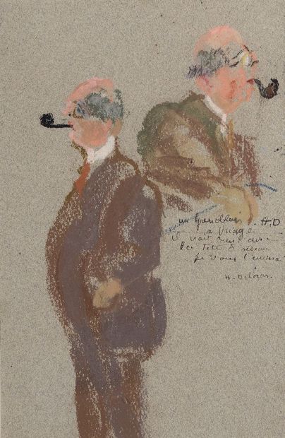 Henriette DELORAS (1901-1941) Un Grenoblois avec la tête d'oiseau... Pastel sur papier...