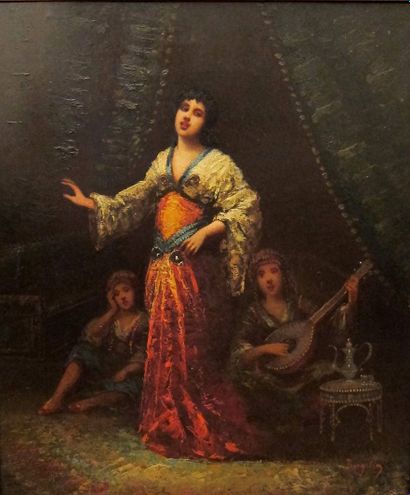 Frédéric BORGELLA (1833 - 1901) : 
Danseuse orientale et ses musiciennes

Huile sur...