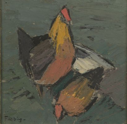 Frédéric FIEBIG (1885-1953)
Poules à Ladevèze,...