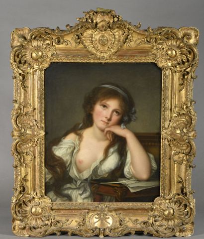 null Jean-Baptiste GREUZE
(Tournus 1725 - Paris 1805)
Reverie
Canvas.
61.5 x 52 cm...
