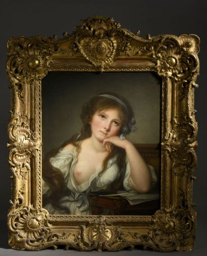 null Jean-Baptiste GREUZE
(Tournus 1725 - Paris 1805)
Reverie
Canvas.
61.5 x 52 cm...