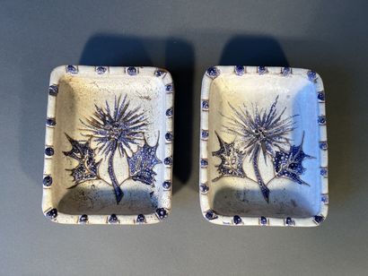null Marie-Madeleine JOLLY (1914 - 1963) 
	Two rectangular-bodied pottery tiddles....