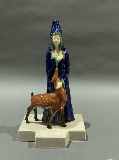 null LUCAS - EDITION KAZA FRANCE 
	"Woman with a doe". Proof in blue, green and brown...