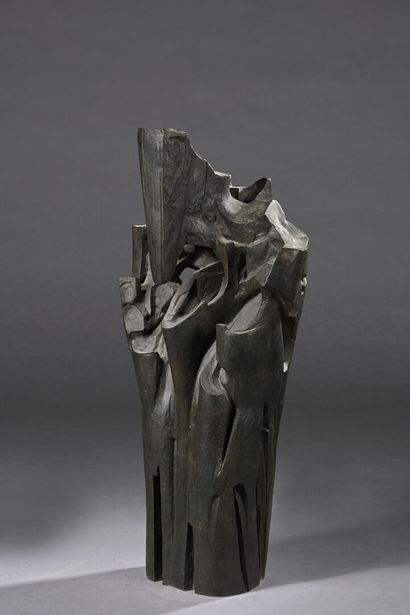 null Georges VIOLET (1900-1977)
	"Abstract composition". Bronze proof with shaded...
