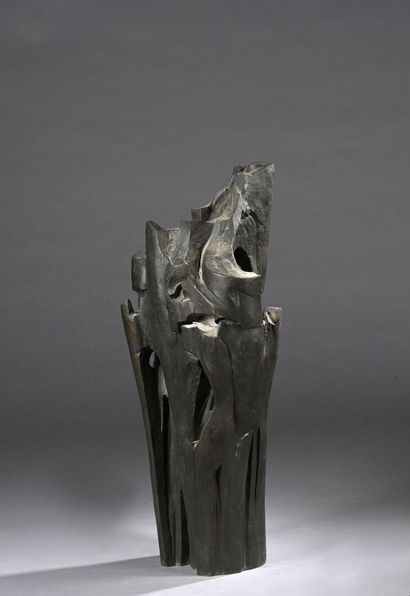 null Georges VIOLET (1900-1977)
	"Abstract composition". Bronze proof with shaded...