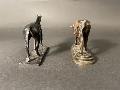 null Lot comprising a bronze racehorse in the Gaston D'ILLIERS style and a bronze...