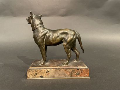 null French school of the 19th century. 
Standing dog
Brown patina bronze proof,...