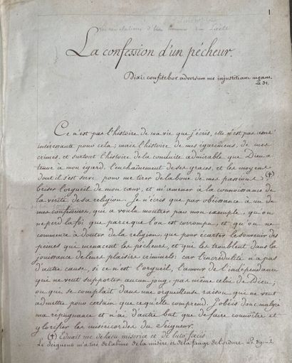 null Les confessions d'un pécheur, manuscript, approx. 190 pages, late 18th cent...