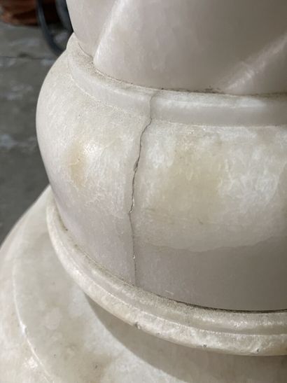 null Column and Medici vase forming a lighting bowl, all in carved alabaster.
Italy,...
