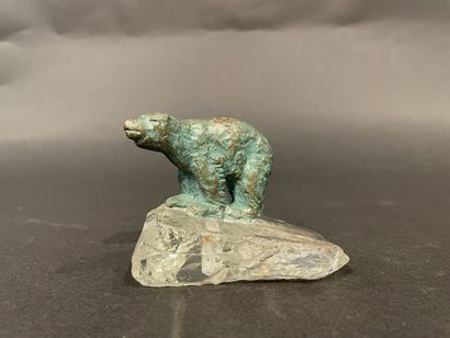 null after Antoine Louis BARYE (1795-1875). 
The Walking Bear. 
Bronze proof with...