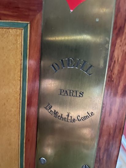 null Bureau bonheur-du jour signed DIEHL Paris, in blackened pearwood and red tortoiseshell...