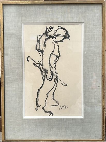 null Lot of framed pieces: 

- Dan BARICHASSE, Sources, chalks and pastels on paper,...