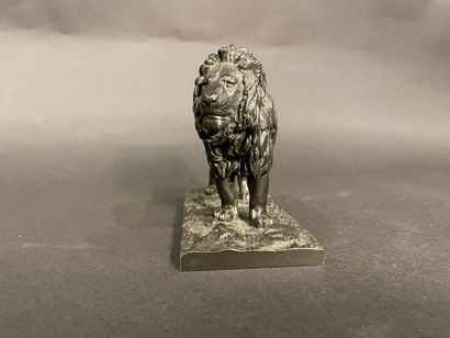 null Early 20th century French school. 
The Standing Lion. 
Bronze proof with black...
