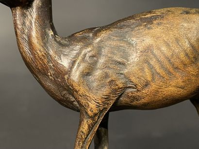 null Agathon LEONARD (1841 - 1923). 
Deer. 
Bronze proof with brown patina, signed...
