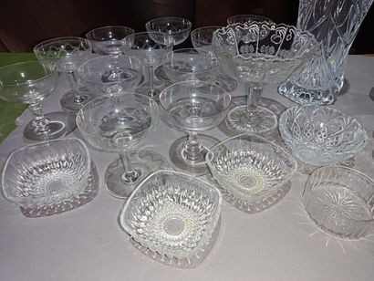 null Large lot of mismatched glassware. 

Two vases.
