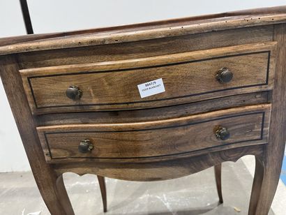 null Small stained wood coffee table with two drawers.
Louis XV style.
Accents. 
97...