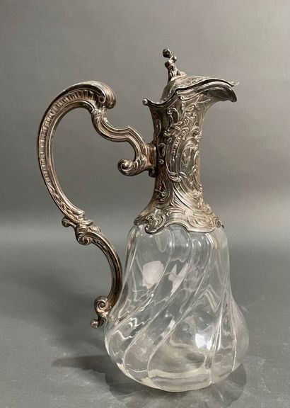 null Crystal ewer with rich silver mounting, decorated with foliage.
Louis XV style,...