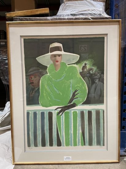 null Marie-Lise BABU (Born 1931)
Elegant at the races 
Lithograph signed lower right.
58...