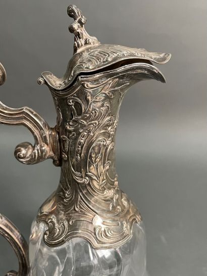 null Crystal ewer with rich silver mounting, decorated with foliage.
Louis XV style,...