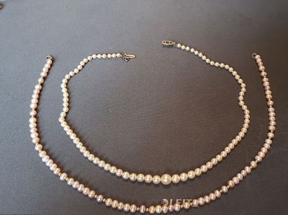 null Cultured pearl necklace.

Also included:
Pearl necklace with gold pearls (?...