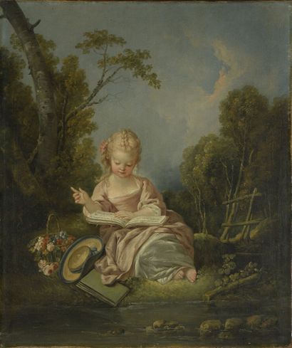  École FRANÇAISE vers 1750, atelier de
François BOUCHER (1703-1770)
Le Chant
Toile.
65,5... Gazette Drouot