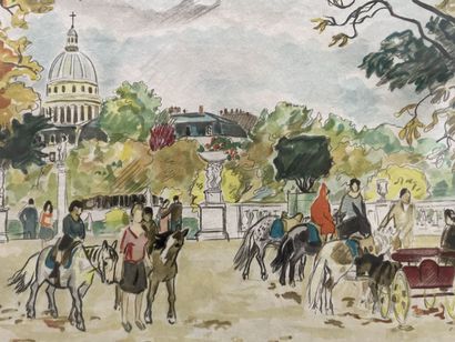 null Yves BRAYER (1907-1990) 
Pony ride in the Jardin du Luxembourg
Lithograph, signed...