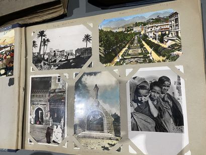 null Set of 3 albums of postcards, including Morocco and various views of French...