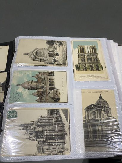 null Set of 3 albums of various postcards on France showing monuments in Picardie,...