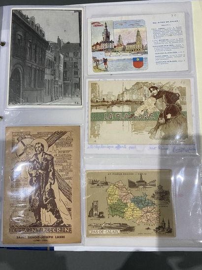 null Set of 3 albums of postcards from the Nord Pas-de-Calais region, mainly featuring...