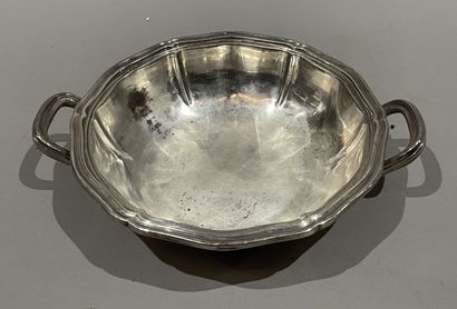 null Silver vegetable dish with leafy handles. 
Work by the Odiot firm. 
Lid and...