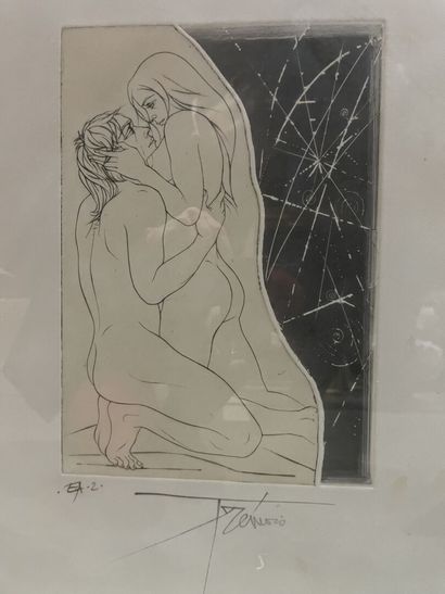 null Pierre-Yves TRÉMOIS (1921-2020)
Couple 
Engraving signed and justified.
54.5...