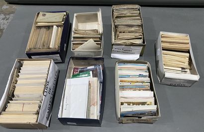 null Set of 13 small cardboard boxes of antique and modern postcards. 
Attached:...