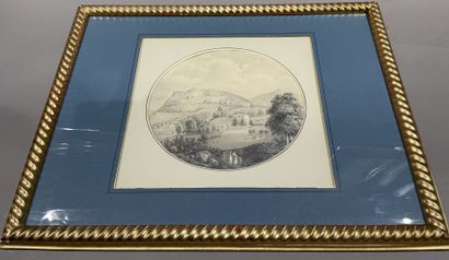 null Lot of framed landscape pieces: watercolors, engravings, paintings