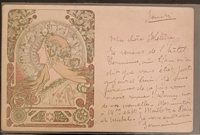 null Reunion of 3 MUCHA Alphonse (1860-1939) postcards. 
Three horizontal postcards,...